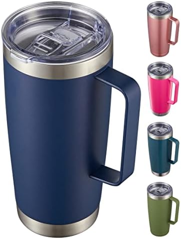 20 oz Tumbler Mug with Lid and Straw, Insulated Travel Mug with Handle, Double Wall Stainless Steel Vacuum Coffee Tumbler, Thermal Cup